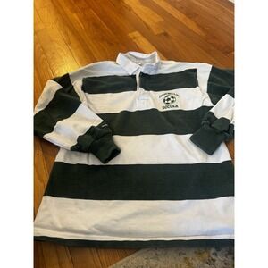 Vintage Barbarian Rugby Men's Green White Stripes Norwalk‎ Soccer Shirt Men's S